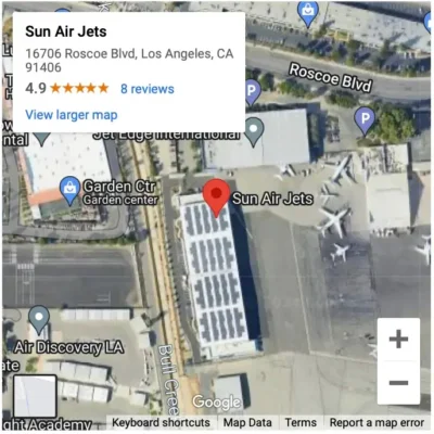 click for Sun Air Jets Van Nuys Airport Map